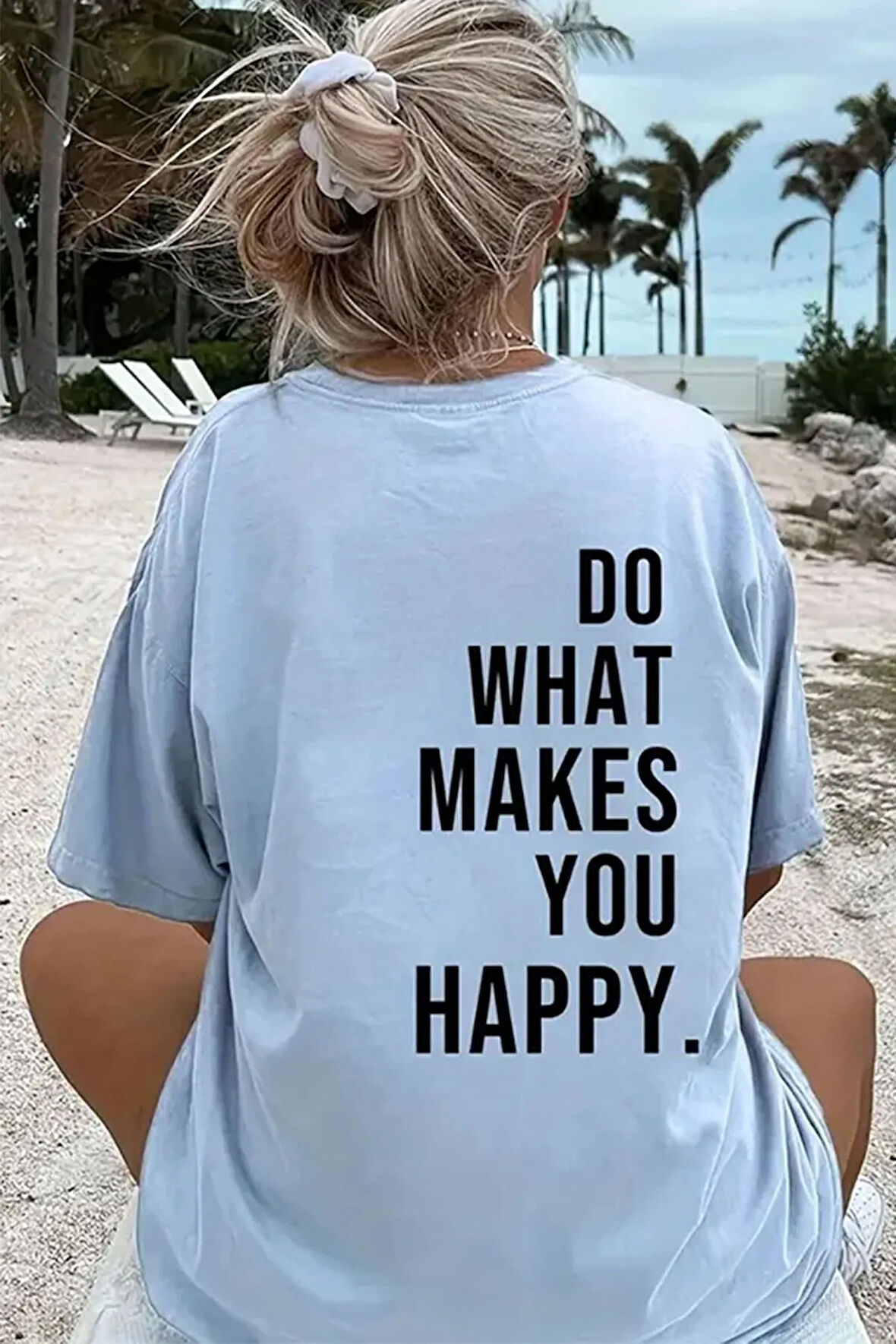 Unisex Sırt Baskılı Do What Oversize Tshirt