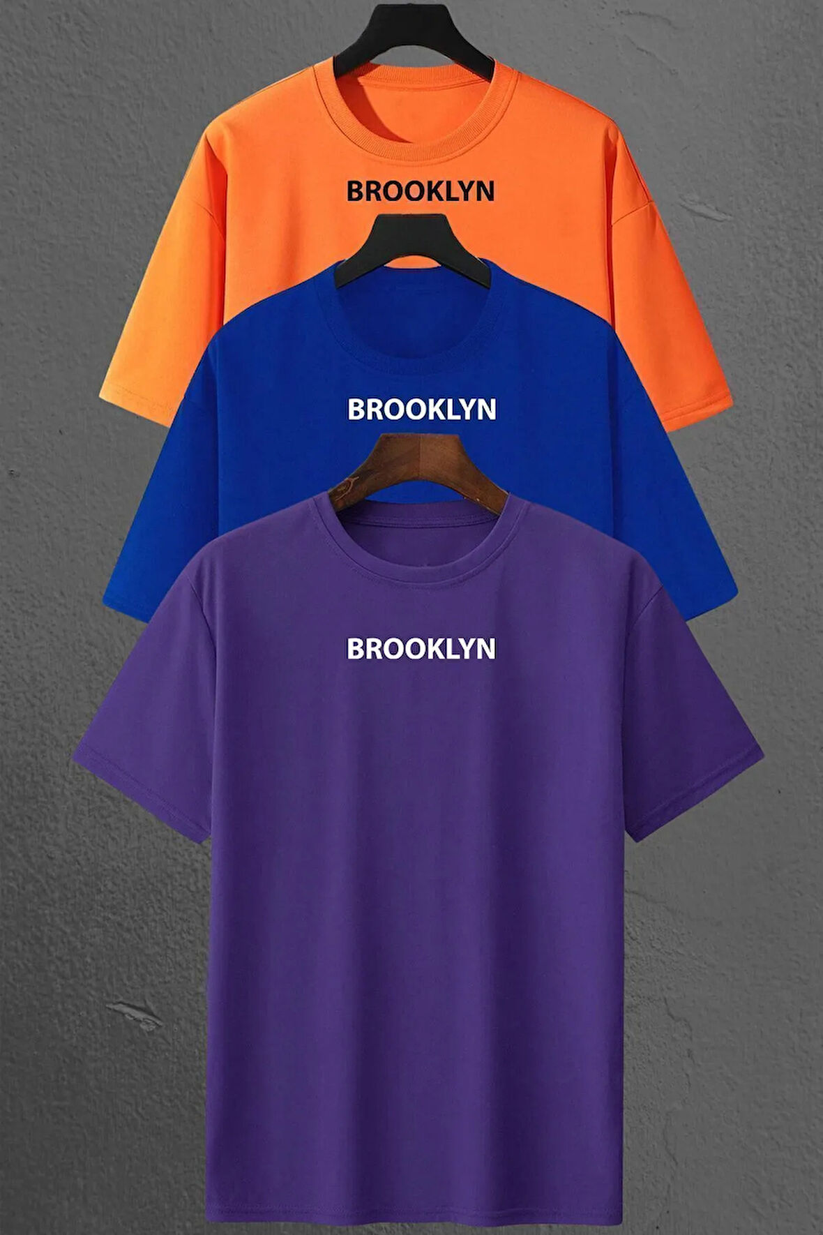 Uyguntarz Brooklyn Baskılı Unisex Oversize 3'lü T-shirt Paketi