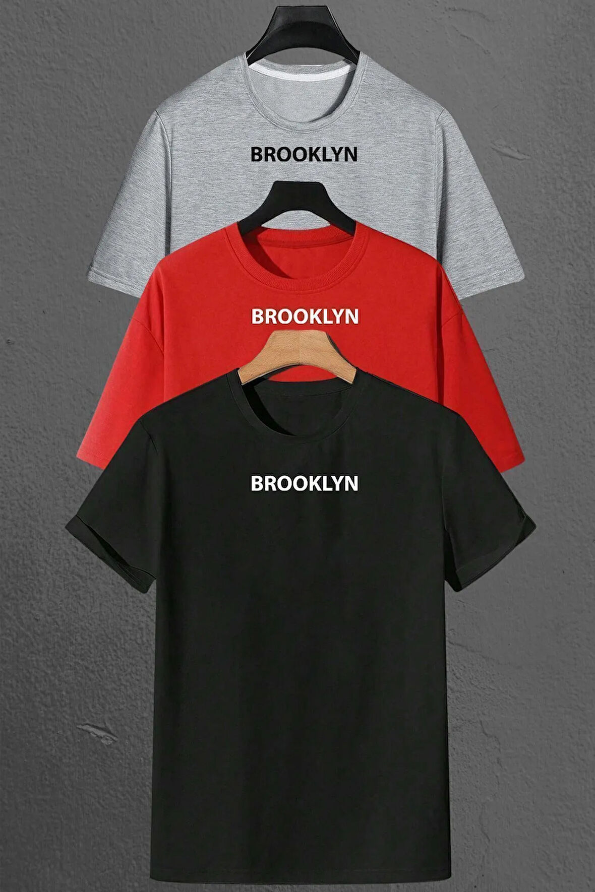 Uyguntarz Brooklyn Baskılı Unisex Oversize 3'lü T-shirt Paketi