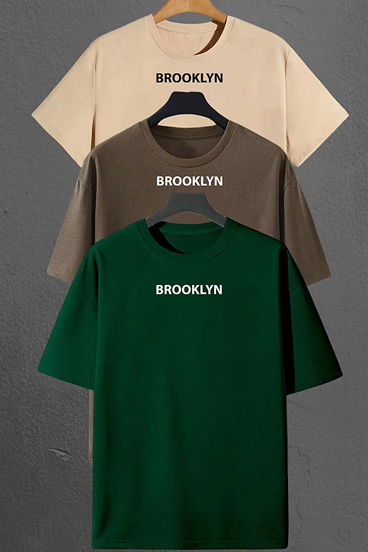 Uyguntarz Brooklyn Baskılı Unisex Oversize 3'lü T-shirt Paketi