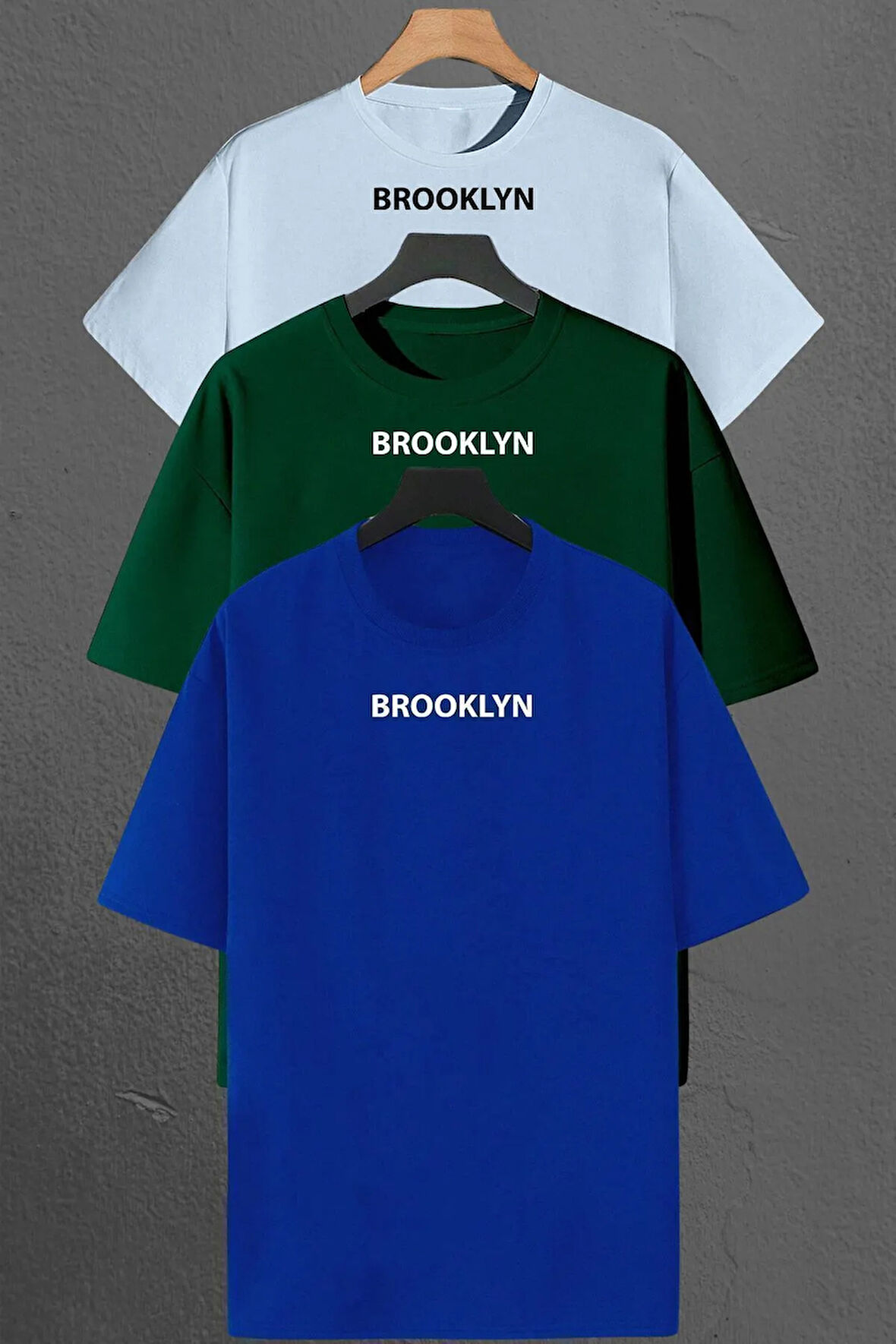 Uyguntarz Brooklyn Baskılı Unisex Oversize 3'lü T-shirt Paketi