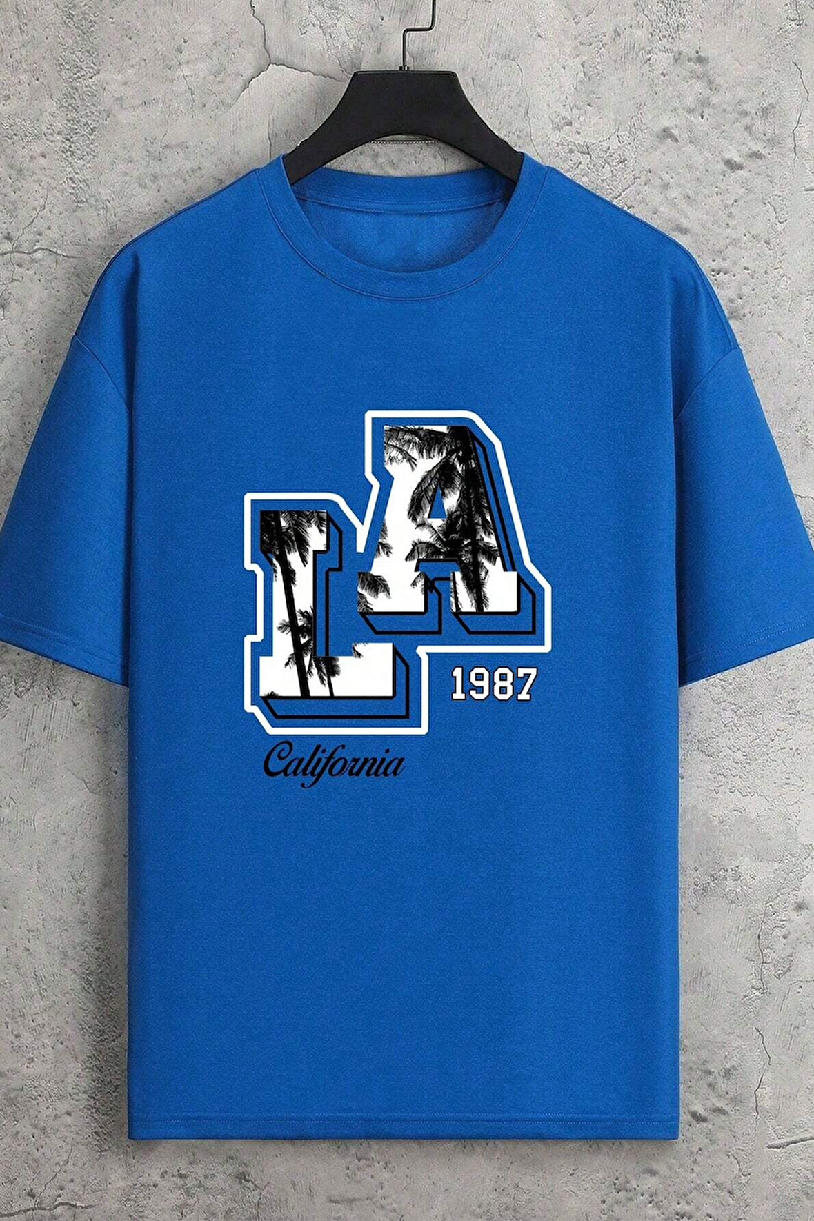 Erkek La California 1987 Baskılı Oversize Tshirt
