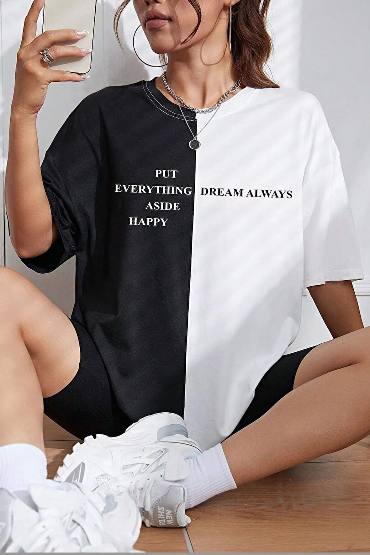 Unisex Everything Baskılı Oversize Tshirt