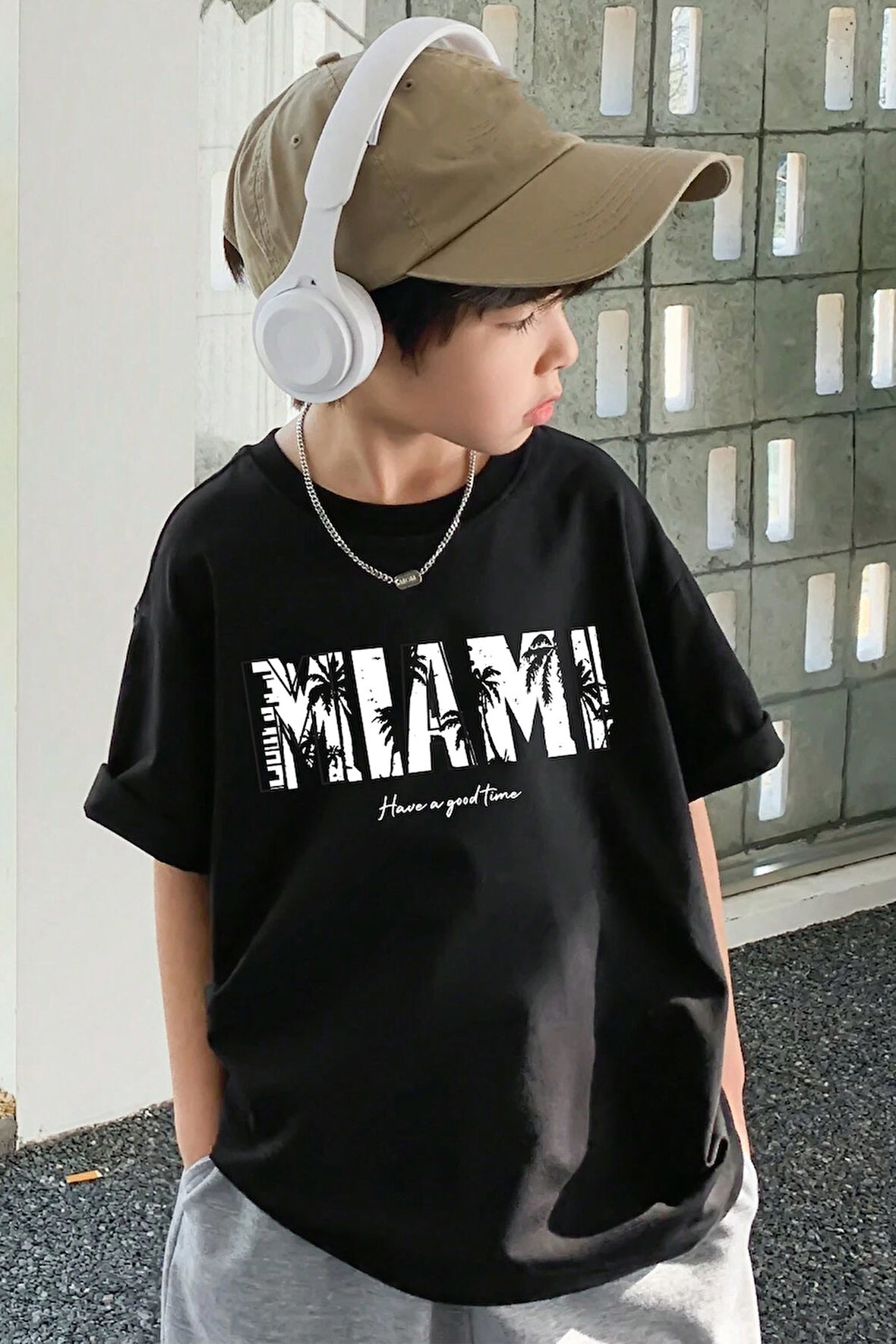 Uyguntarz Çocuk Miami Baskılı Pamuklu Tshirt