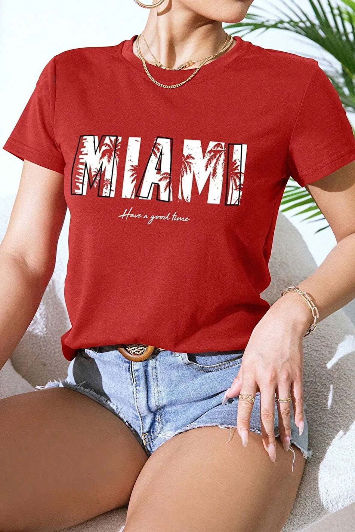 Uyguntarz Unisex Miami Baskılı Oversize Tshirt