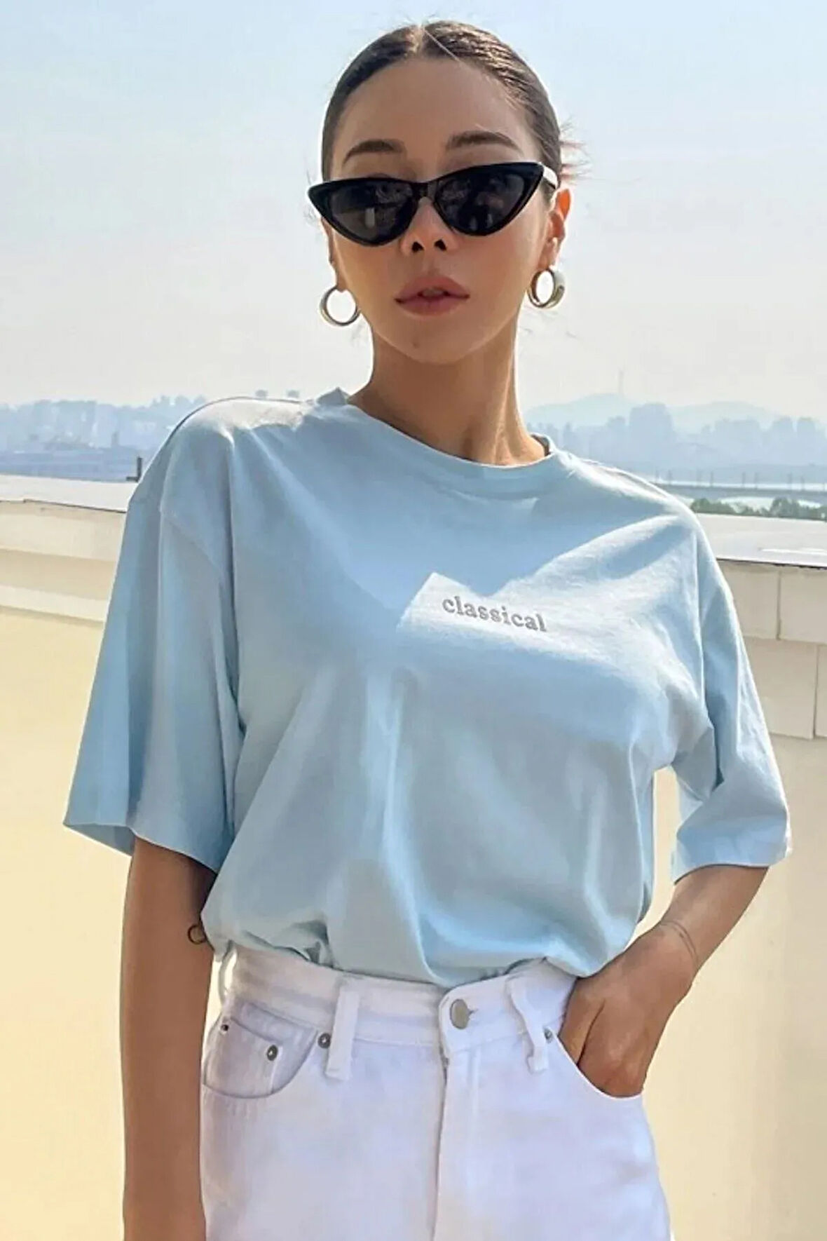 Unisex Classical Baskılı Oversize Tshirt