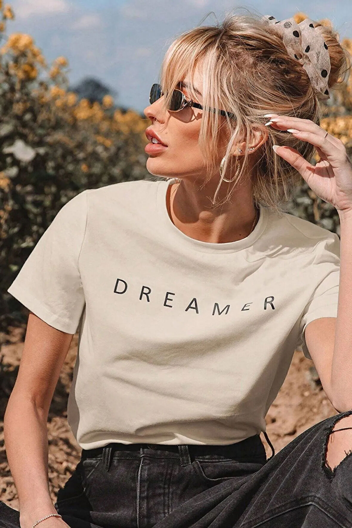 Unisex Dreamer Baskılı Oversize Tshirt