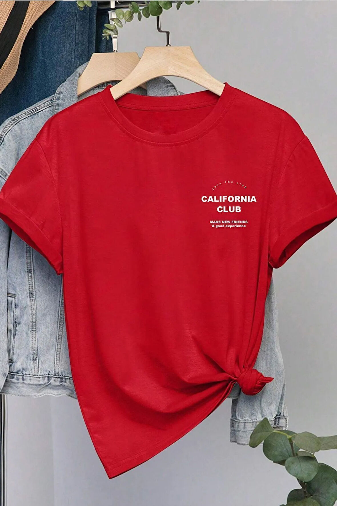 Uyguntarz Unisex Lacivert Yaka Kol Detaylı California Club Baskılı Oversize T-shirt