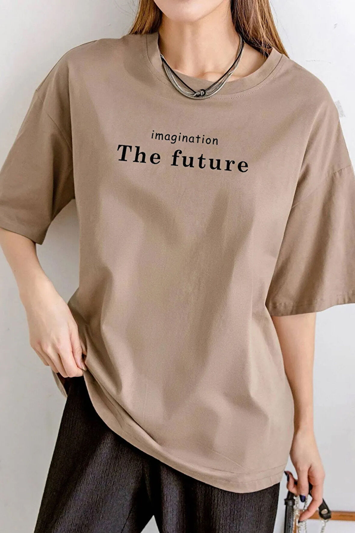 Unisex The Future Baskılı Oversize T-shirt