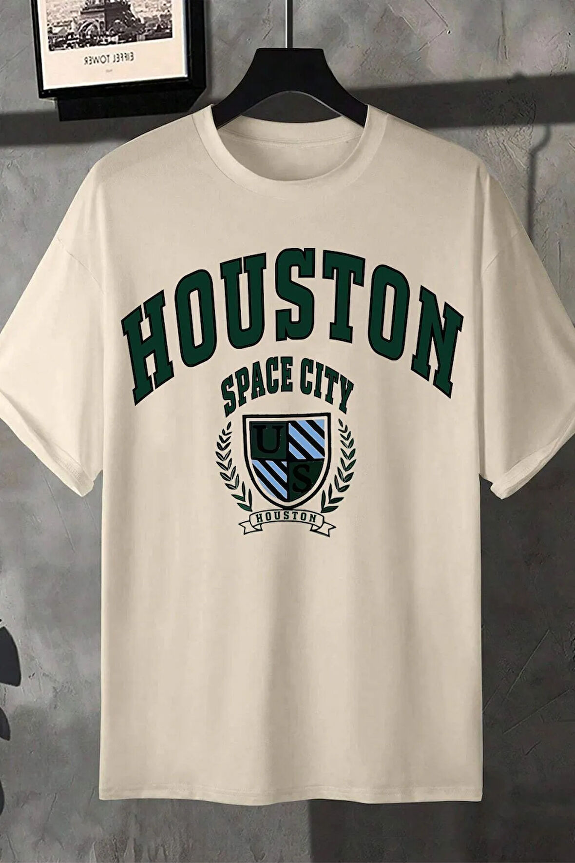 Uyguntarz Unisex Houston Space City Baskılı Tasarım Tshirt