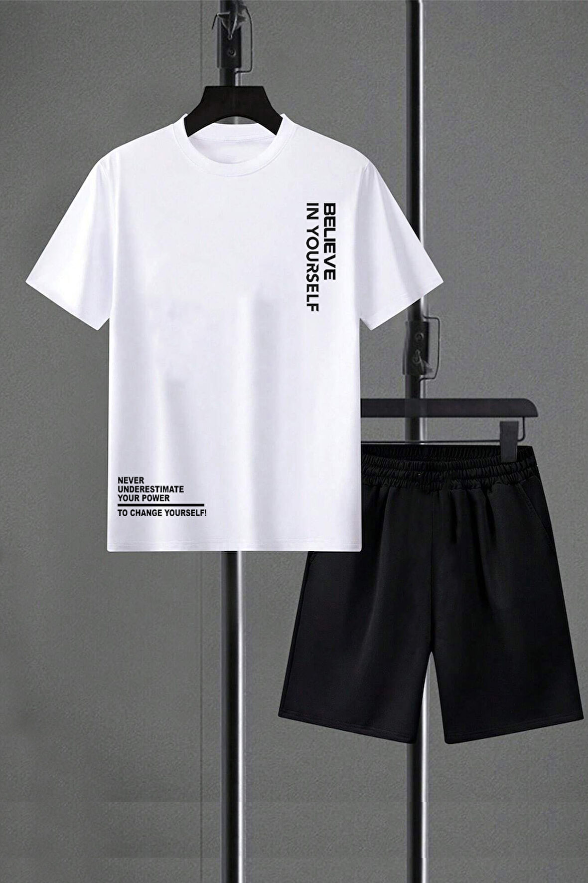 Uyguntarz Unisex Believe Detay Baskılı Şort Takım