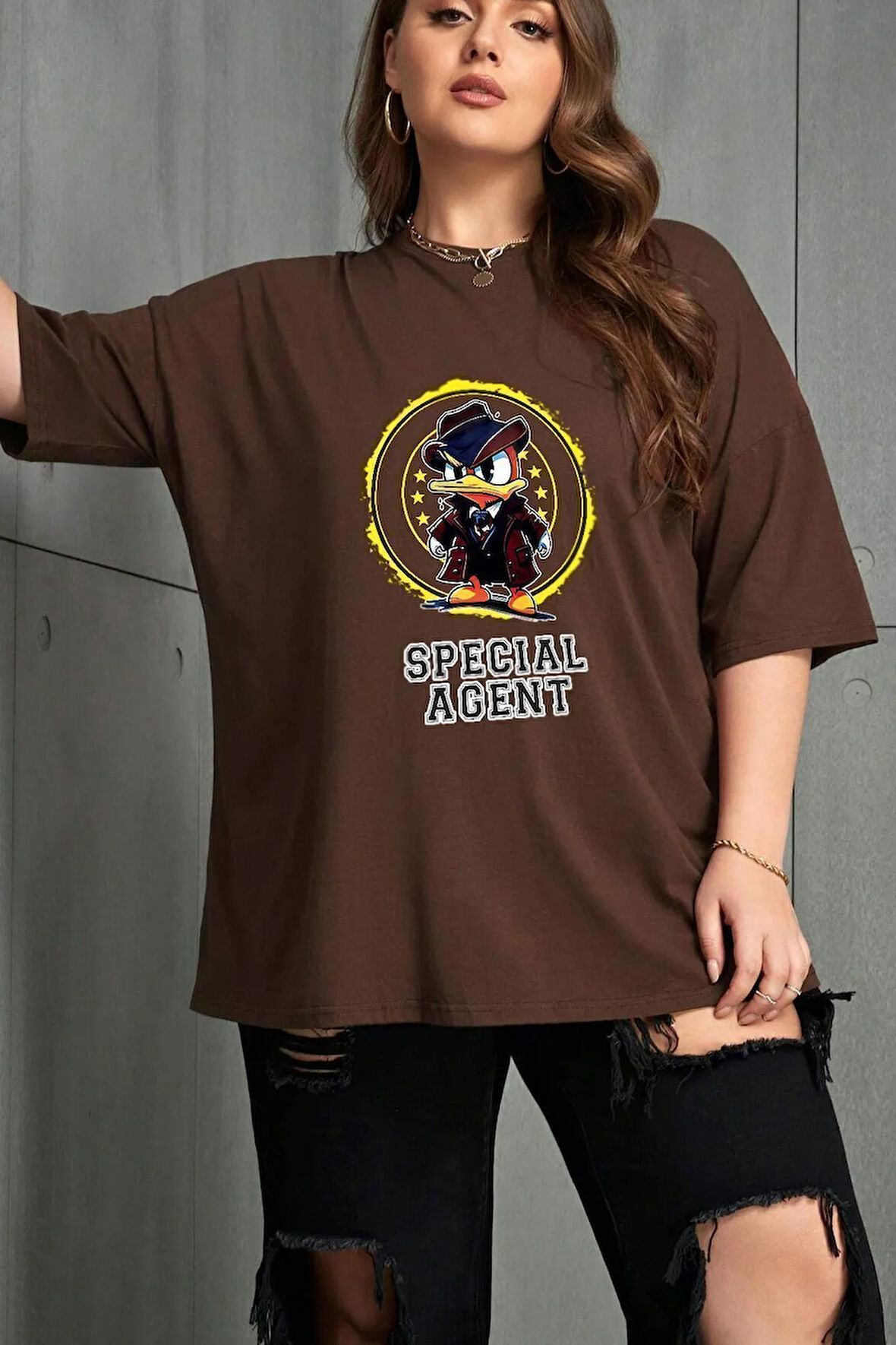 Uyguntarz Unisex Special Agent Baskılı Oversize Tshirt