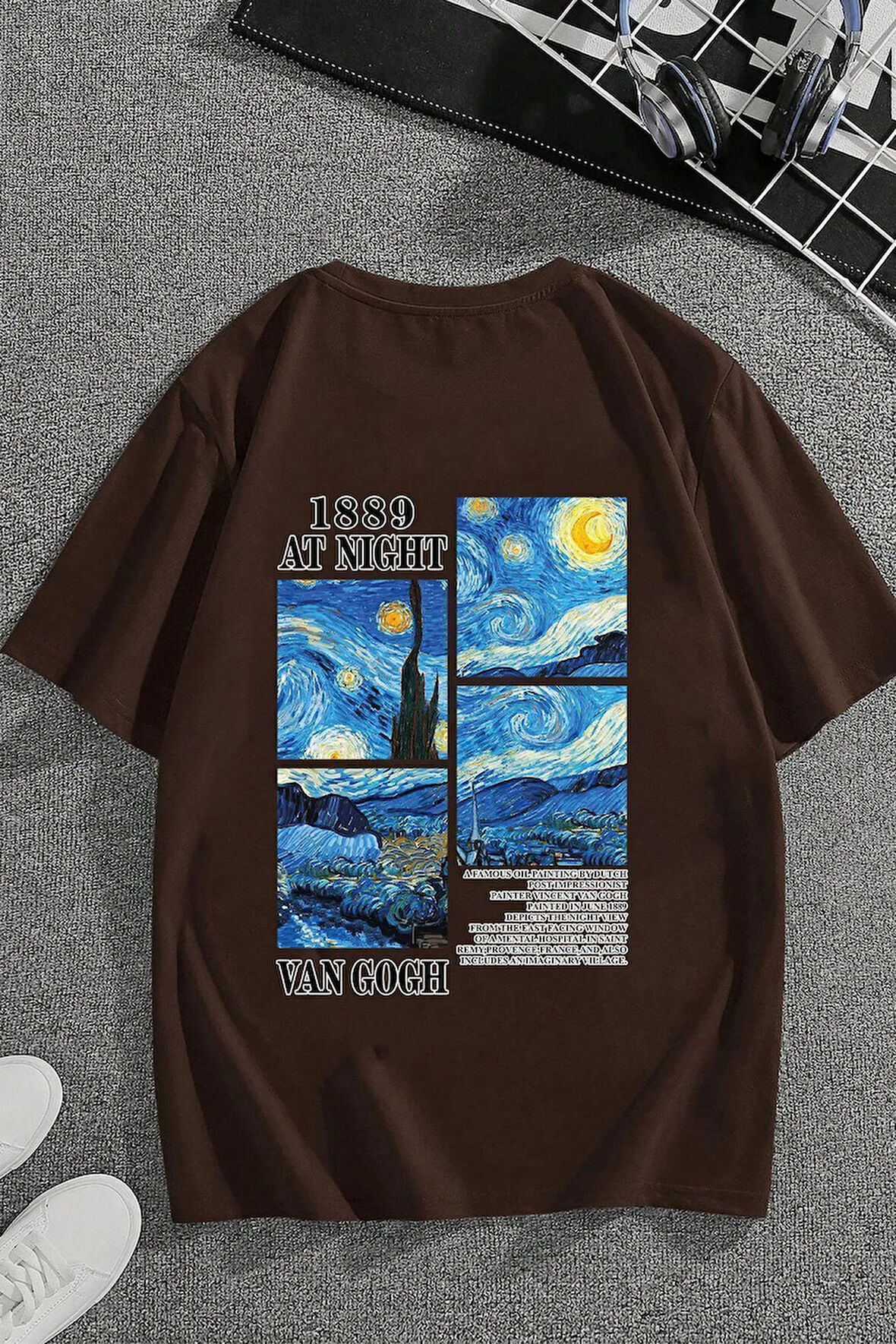 Unisex Van Gogh Baskılı Oversize Tshirt