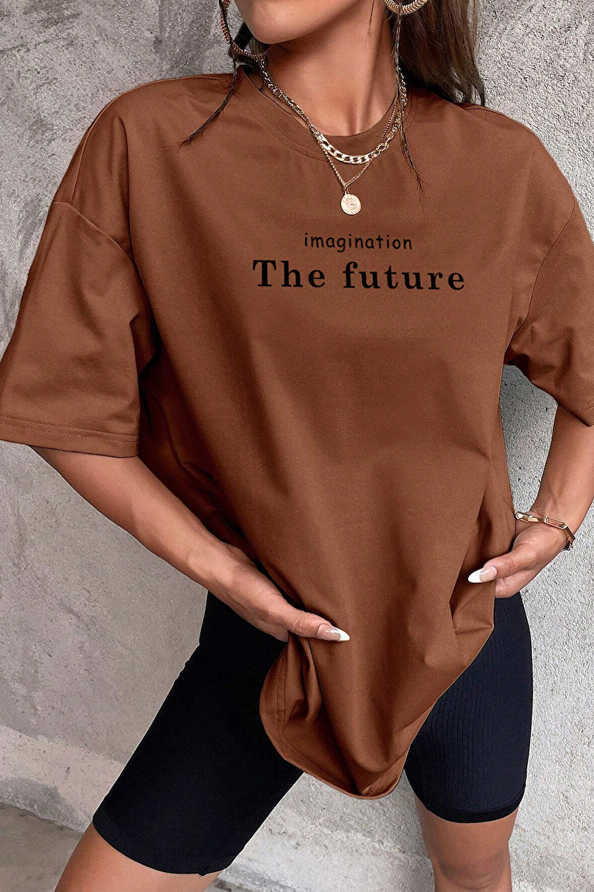 Unisex The Future Baskılı Oversize T-shirt