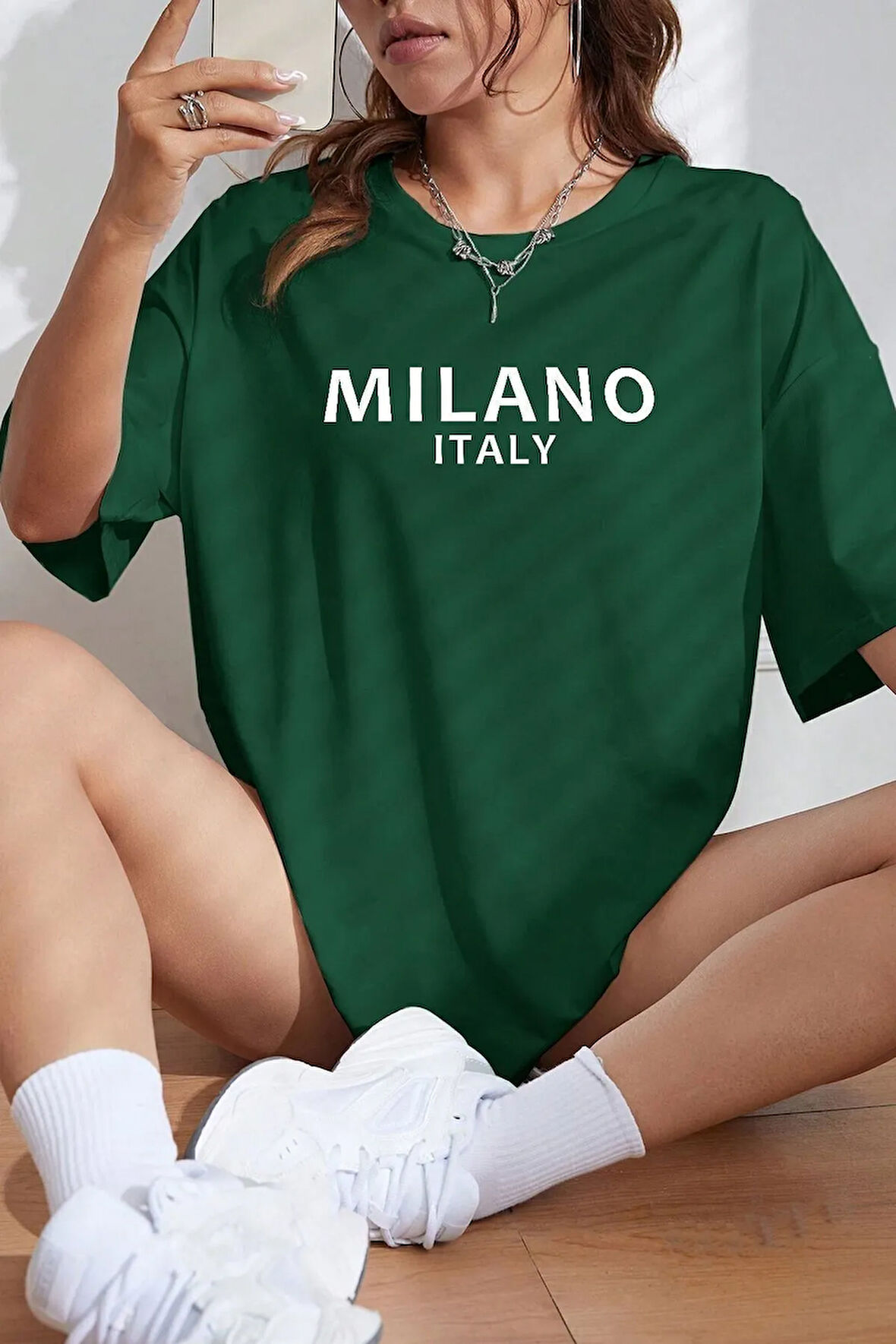 Unisex Milano Baskılı Oversize T-shirt