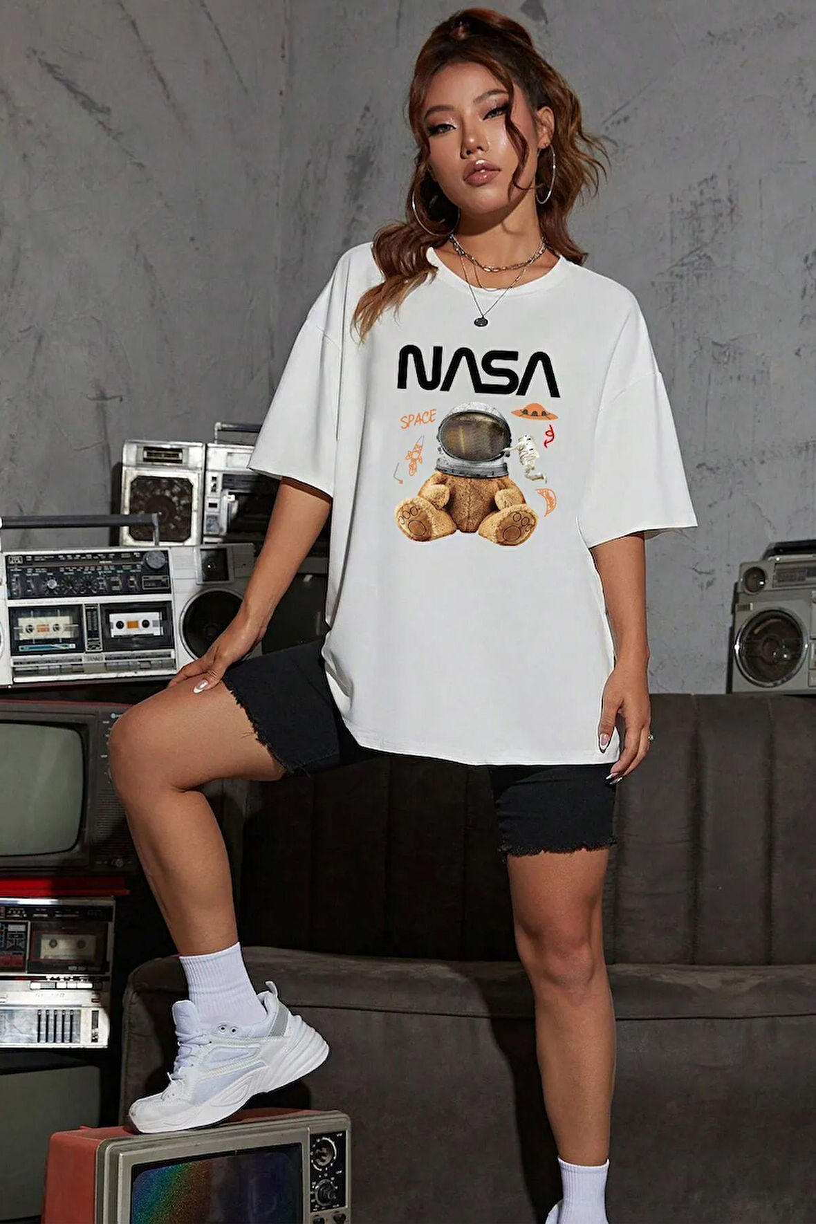 Unisex Nasabear Baskılı T-shirt