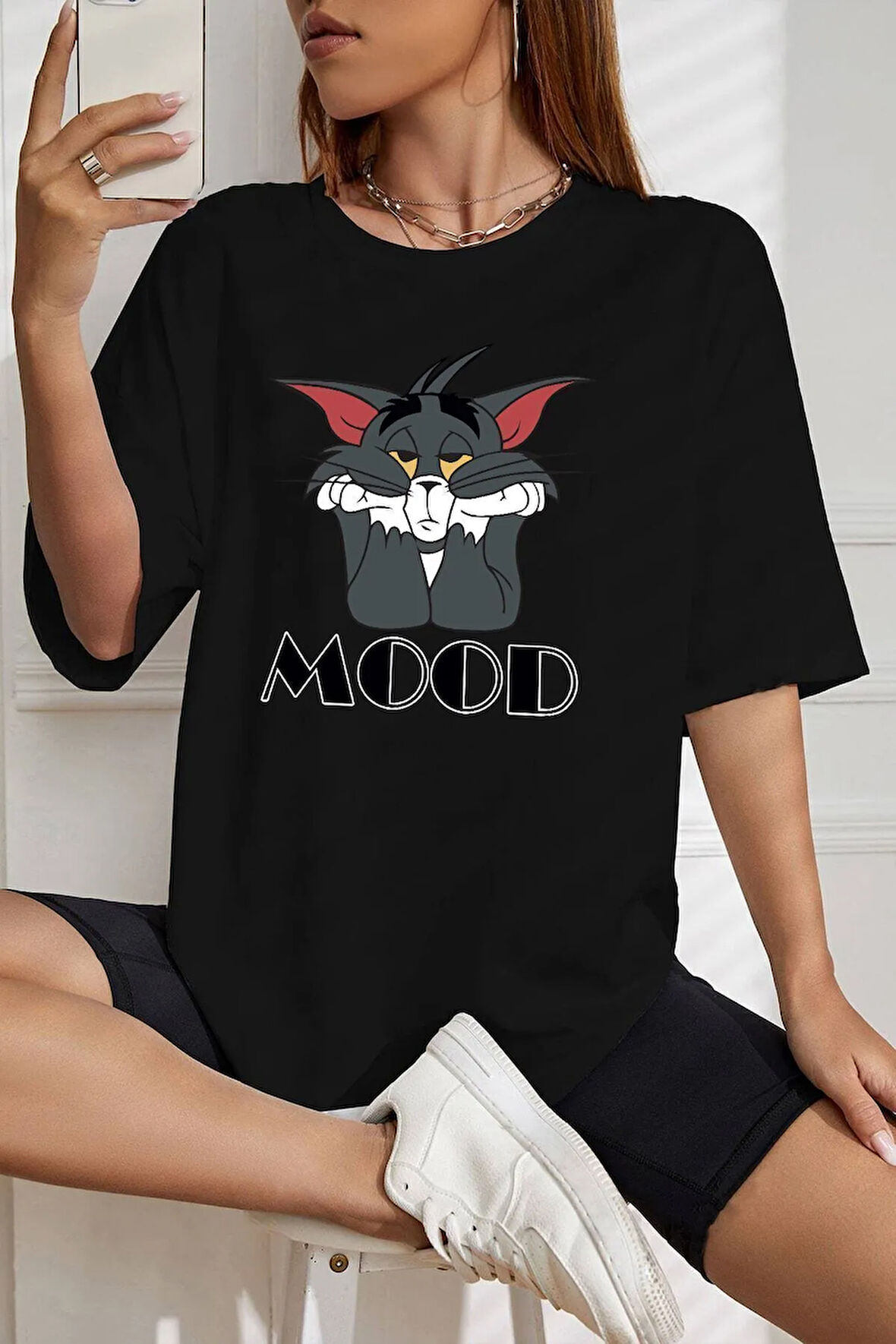 Unisex Mood Baskılı Oversize Tshirt