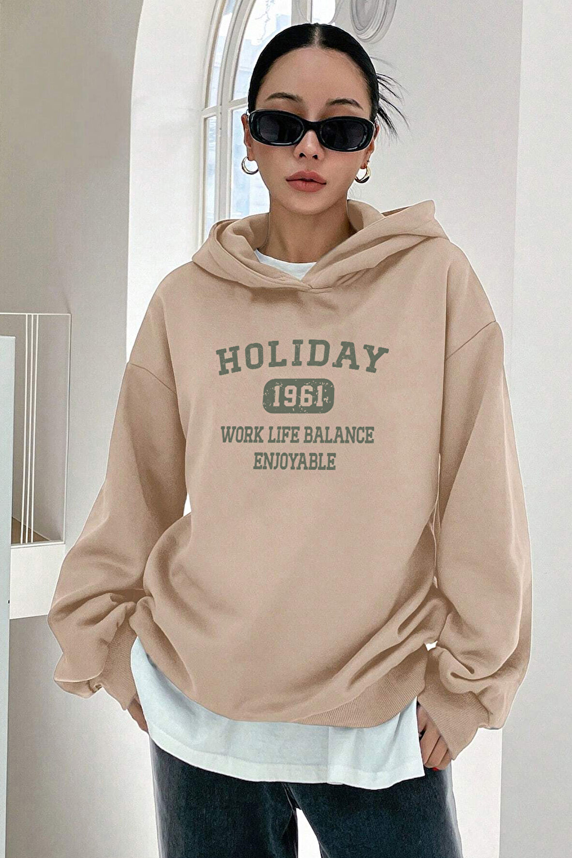 Uyguntarz Holiday Baskılı Unisex Oversize Sweatshirt