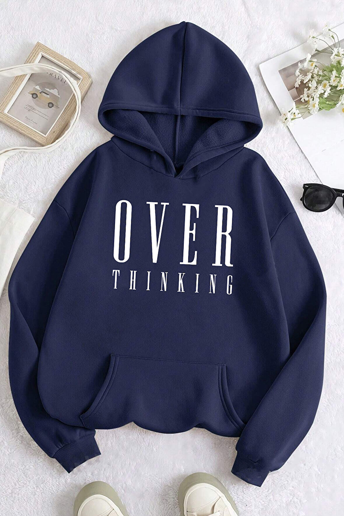 Uyguntarz Over Thinking Baskılı Unisex Oversize Sweatshirt