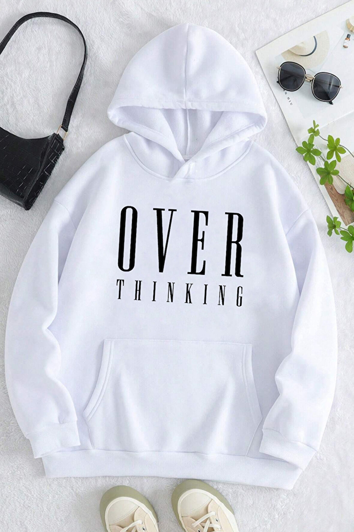 Uyguntarz Over Thinking Baskılı Unisex Oversize Sweatshirt