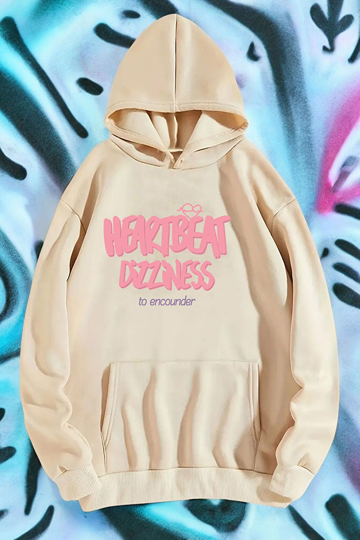 Uyguntarz HeartBeat Baskılı Unisex Oversize Sweatshirt