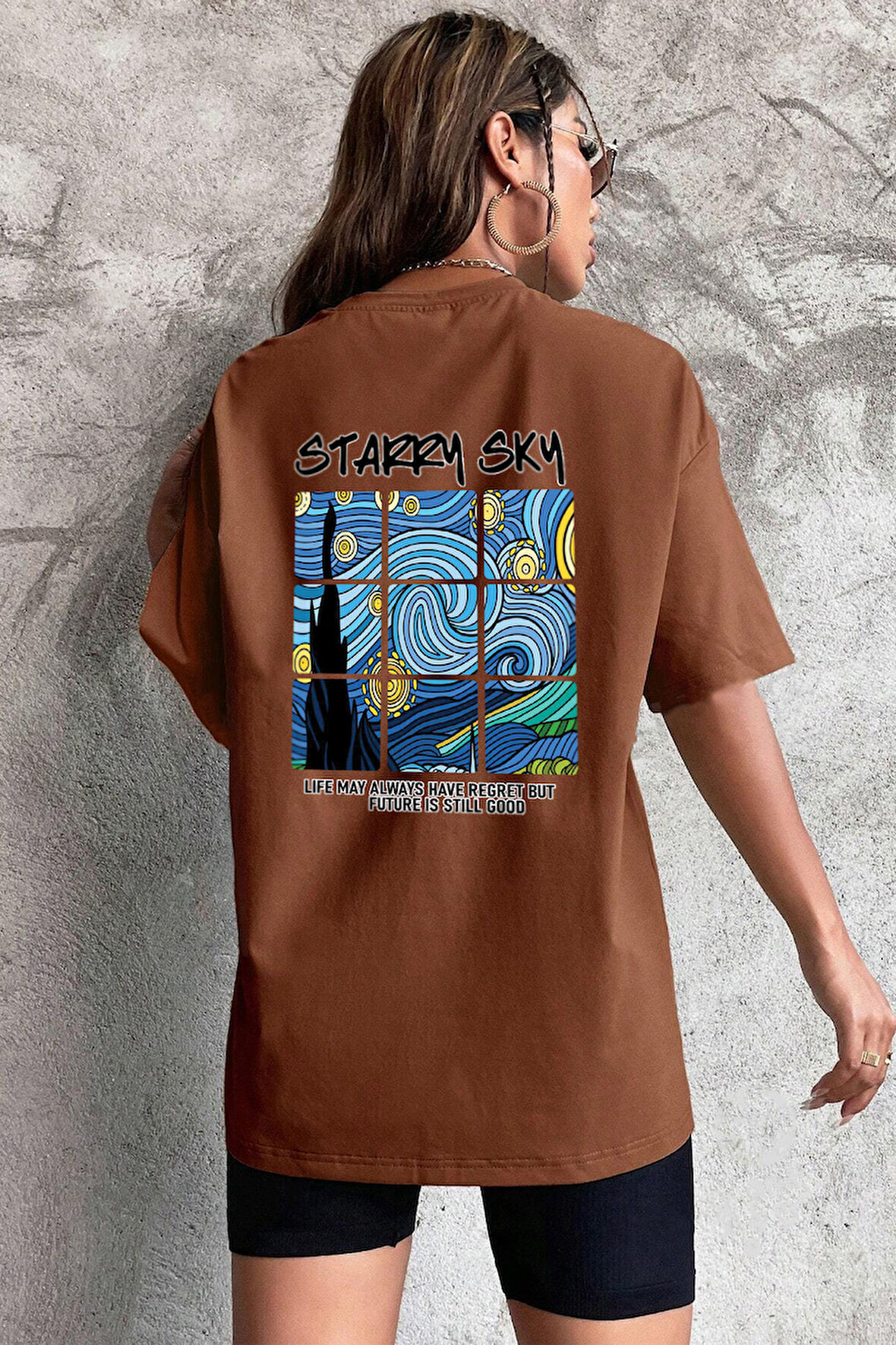 Uyguntarz Starry Sky Baskılı Unisex Oversize Tshirt
