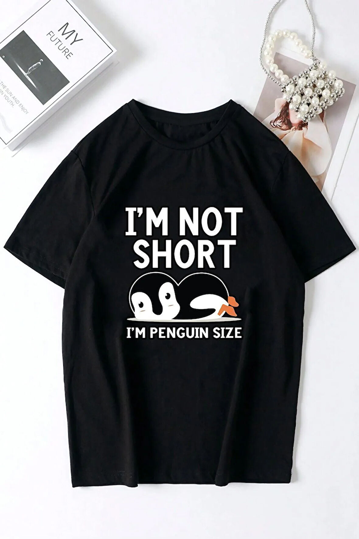 I'm Not Short Baskılı Unisex Oversize Tshirt