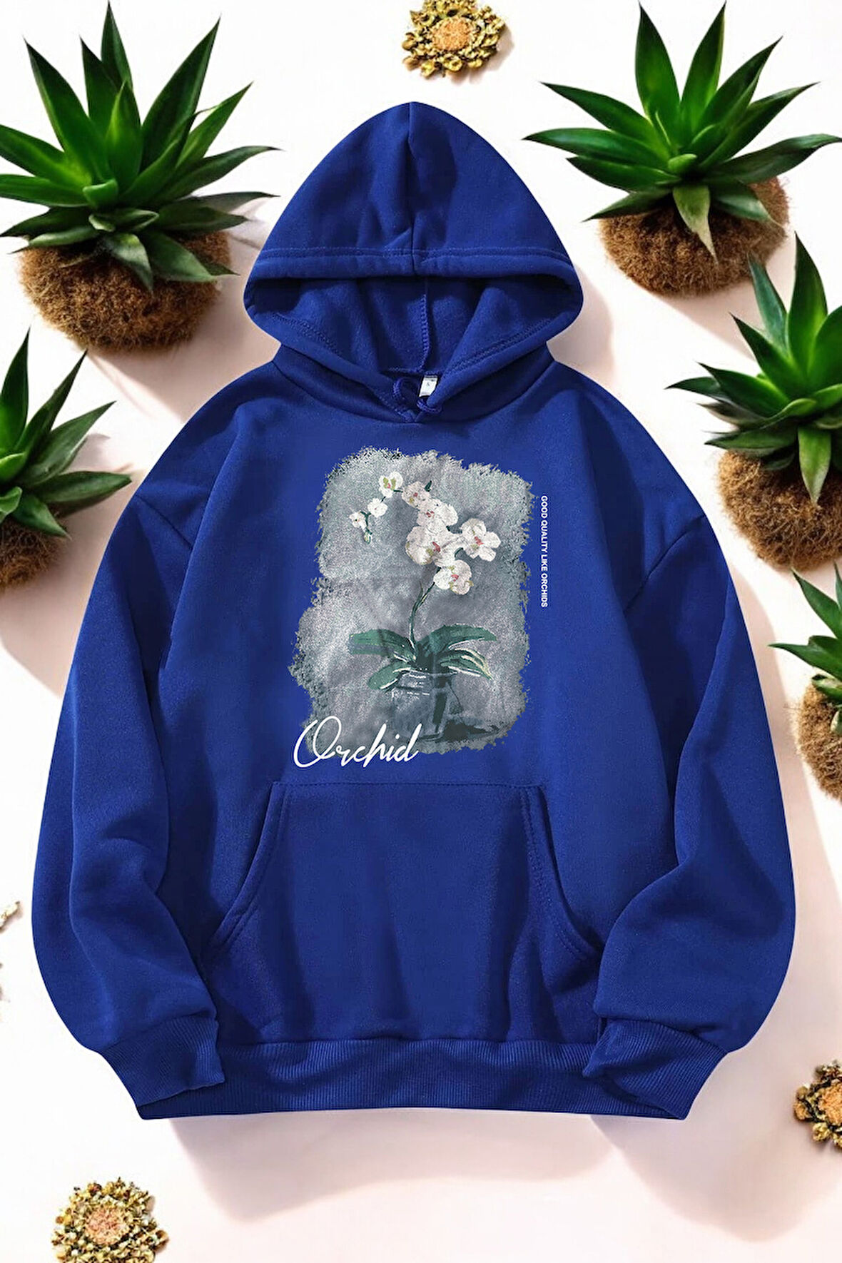 Uyguntarz Orkide Tuval Baskılı Unisex Oversize Sweatshirt