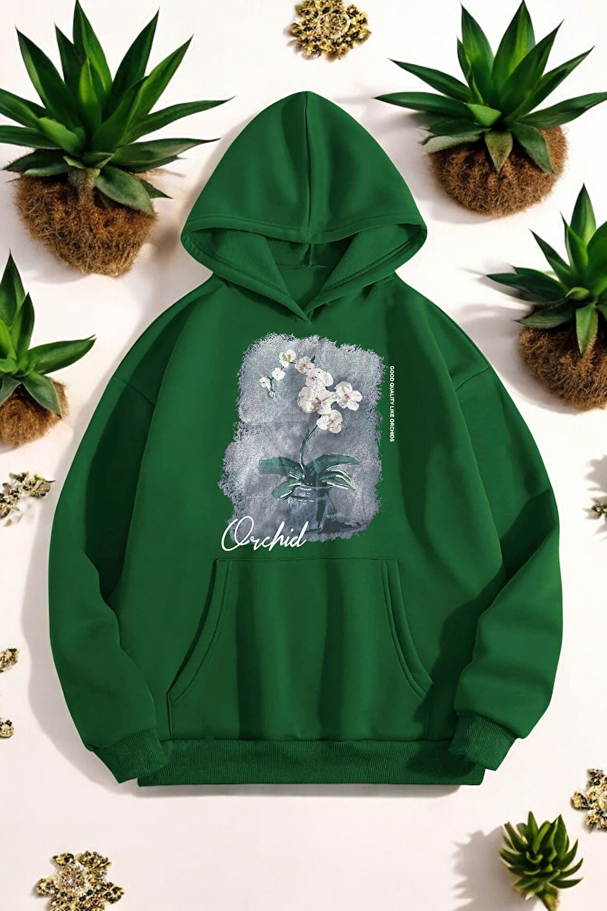 Uyguntarz Orkide Tuval Baskılı Unisex Oversize Sweatshirt