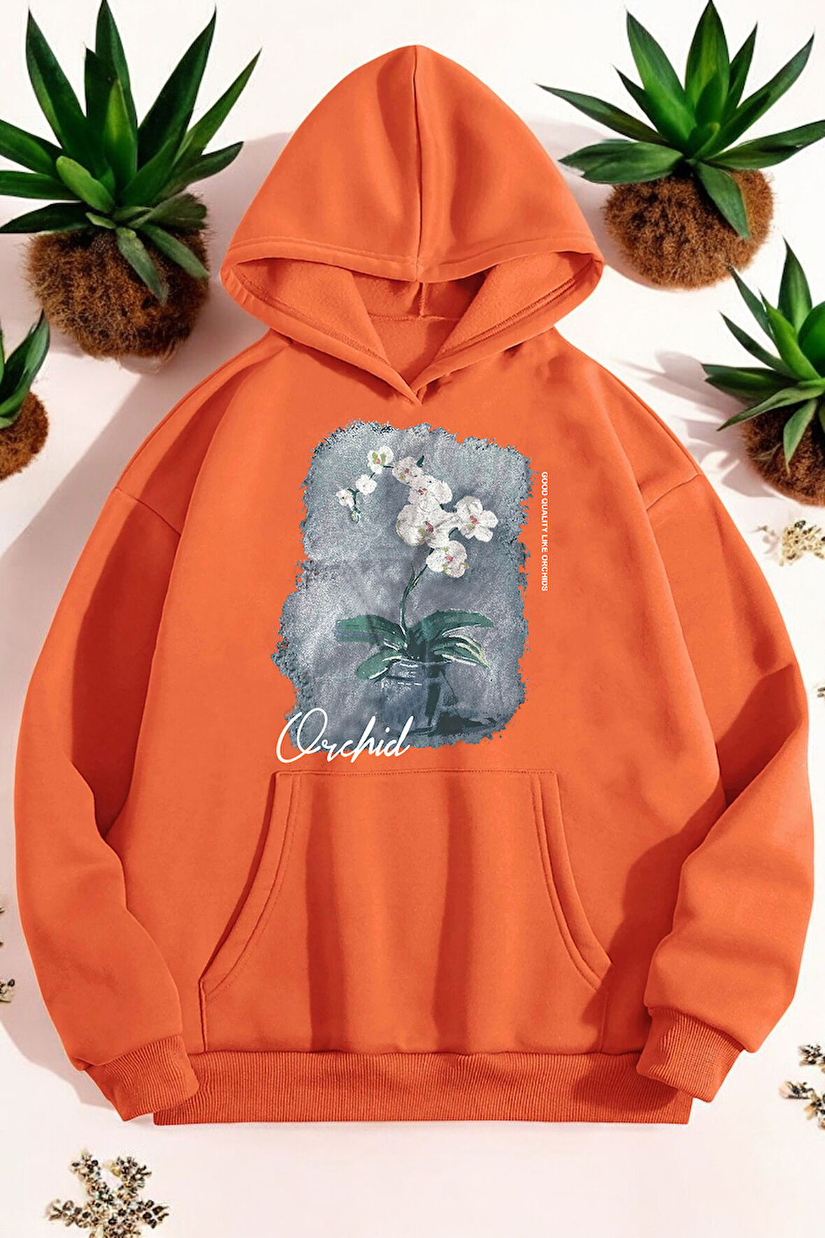 Uyguntarz Orkide Tuval Baskılı Unisex Oversize Sweatshirt