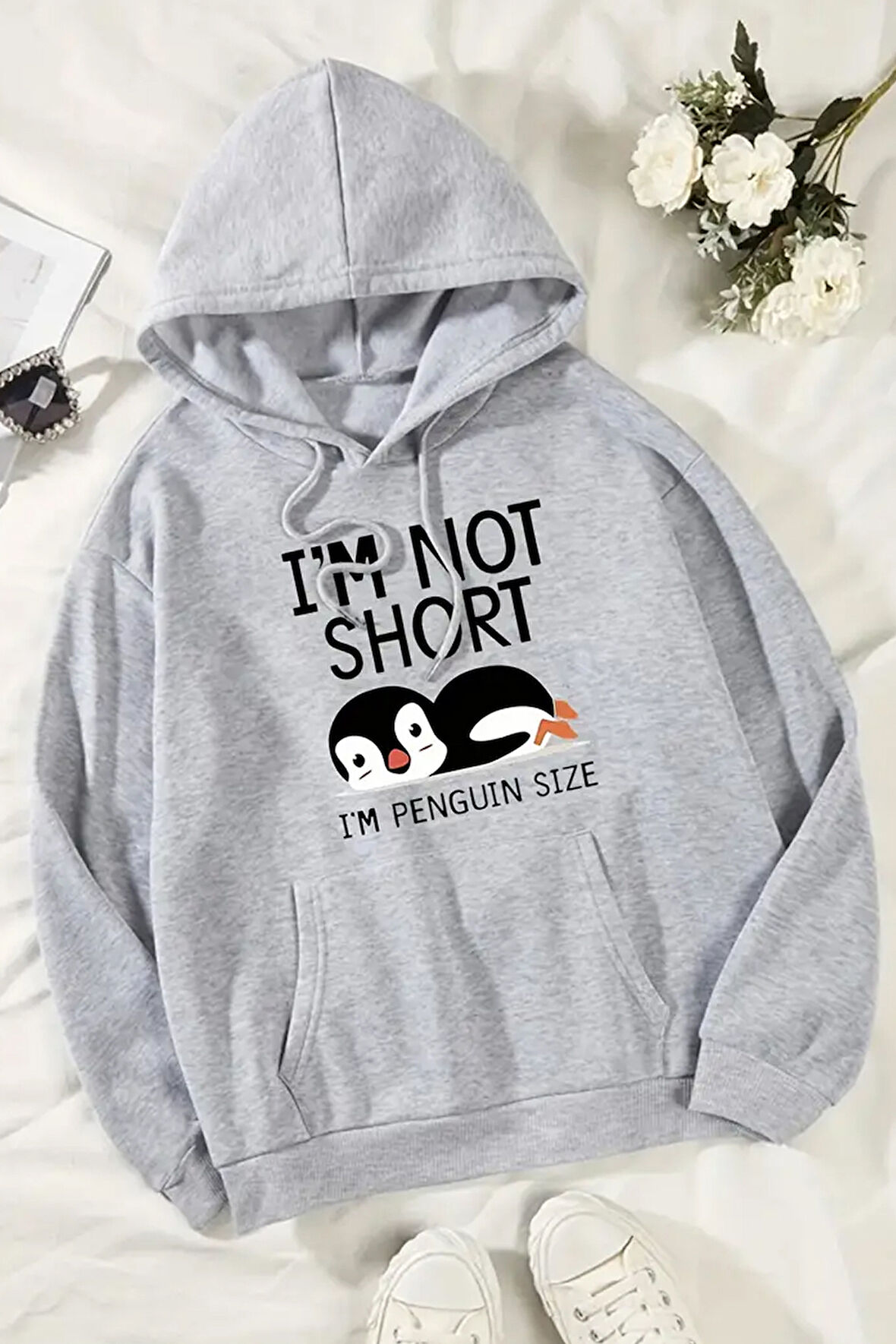 I'm Not Short Baskılı Unisex Oversize Sweatshirt