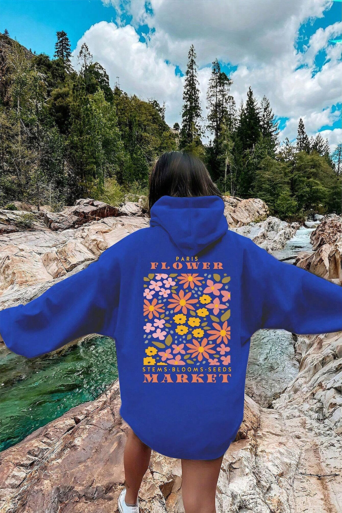 Uyguntarz Flower Baskılı Oversize Sweatshirt