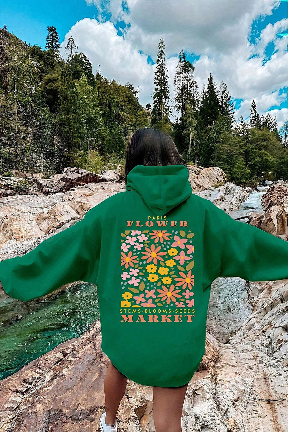 Uyguntarz Flower Baskılı Oversize Sweatshirt