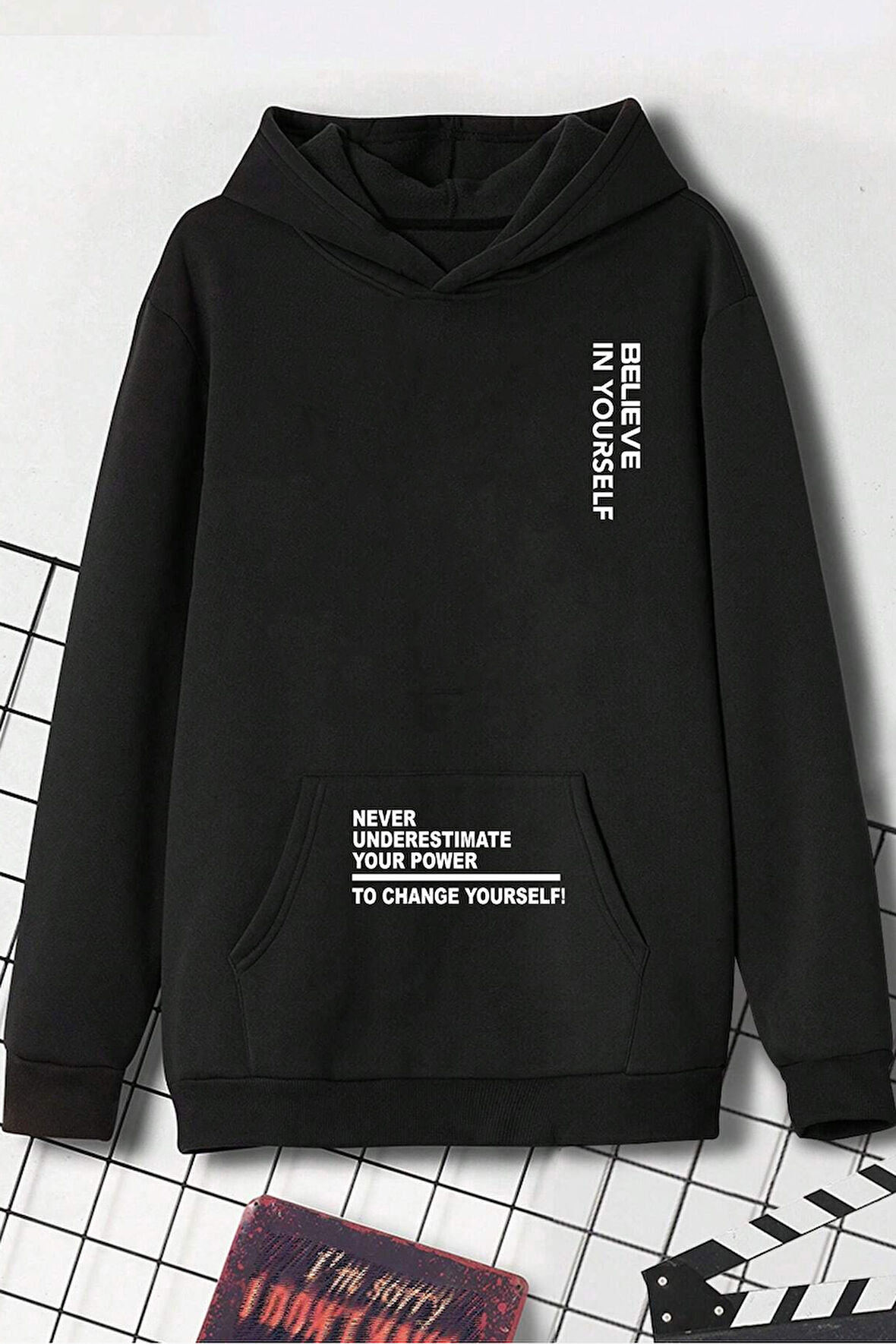 Uyguntarz Belive in Yourself Baskılı Oversize Sweatshirt