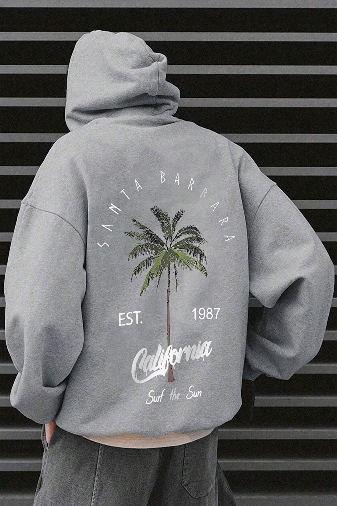 California Baskılı Oversize Sweatshirt