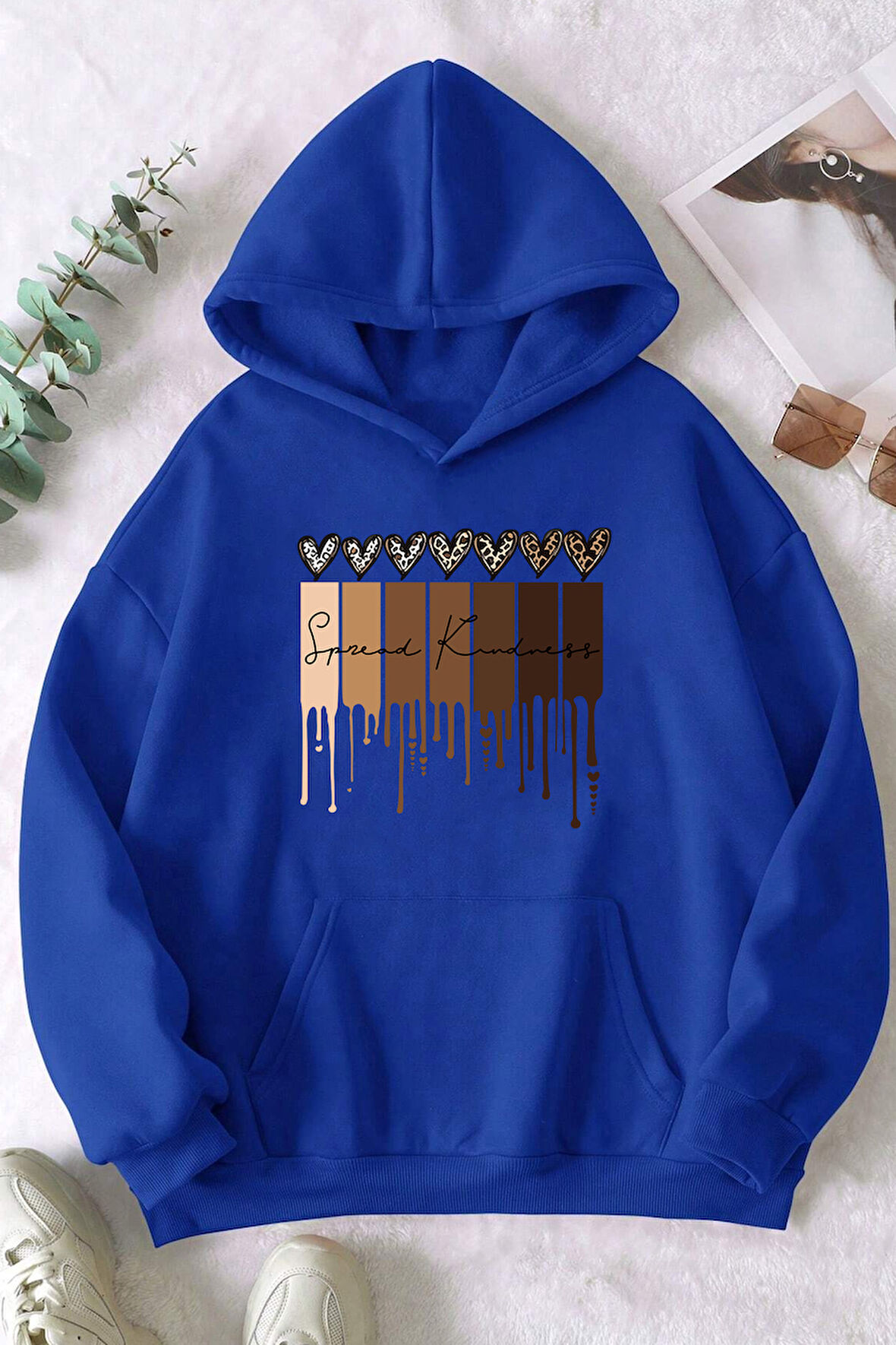 Uyguntarz Leopar Kalp Baskılı Oversize Sweatshirt