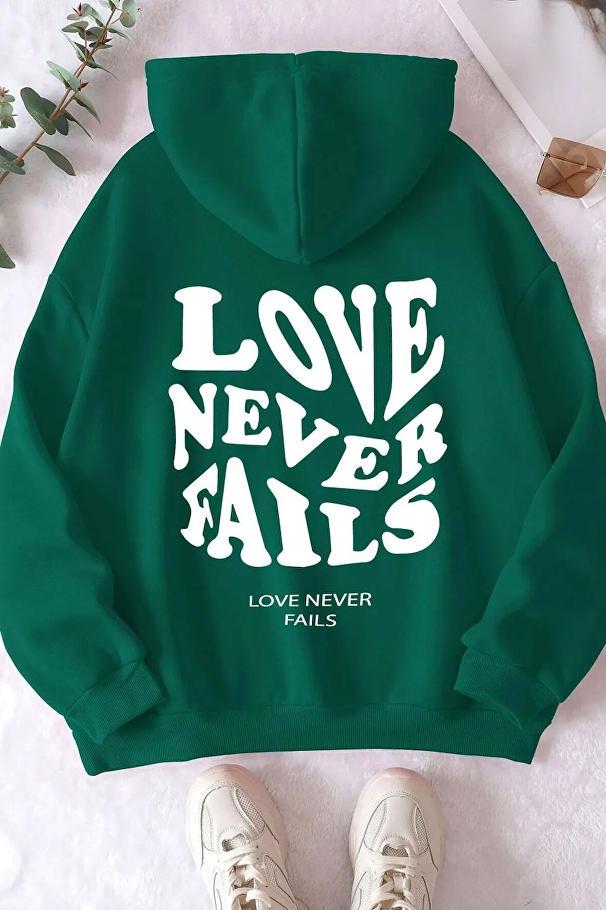 Unisex Love Never Fails Sırt Baskılı Sweatshirt