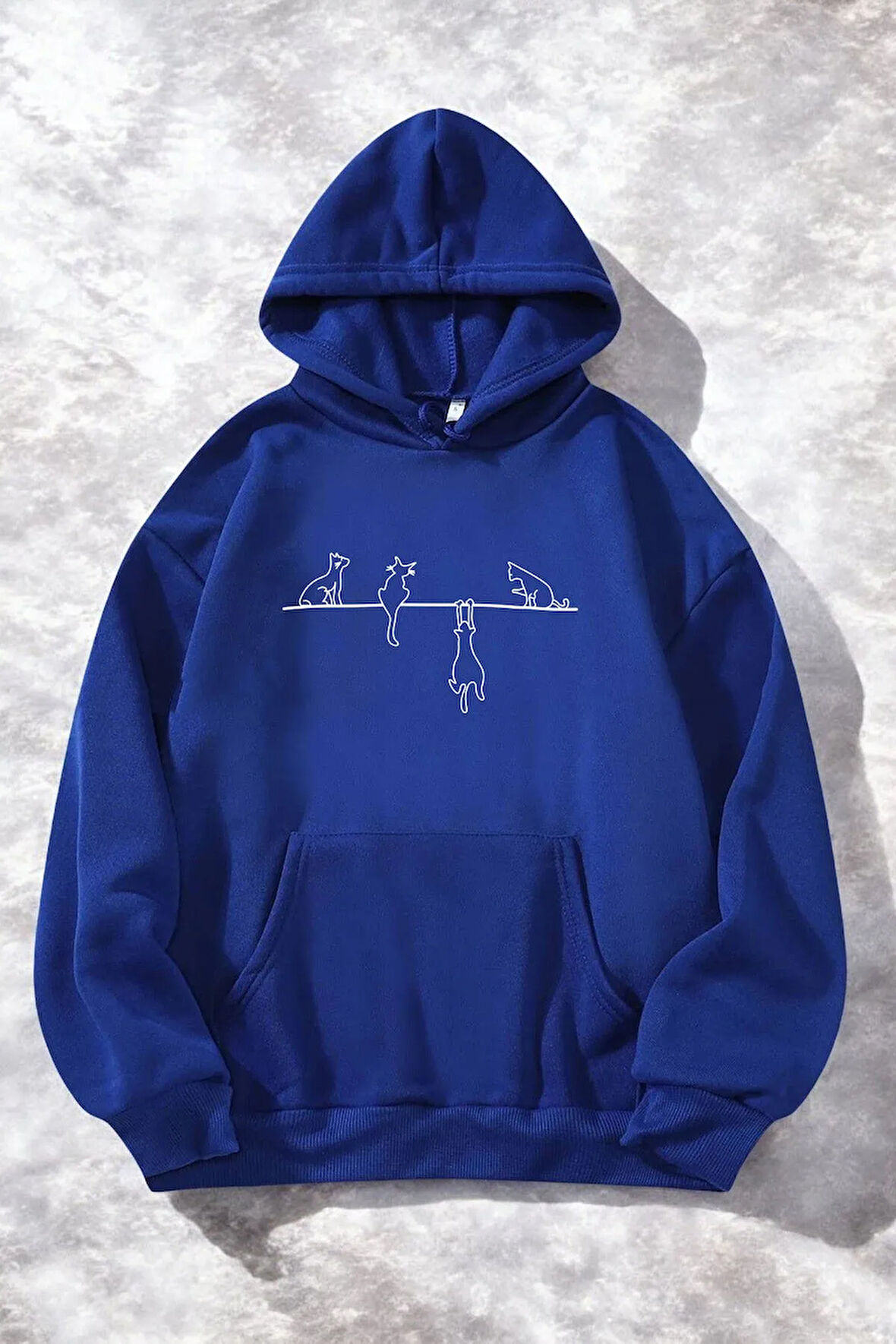 Yaramaz Kedi Baskılı Oversize Sweatshirt