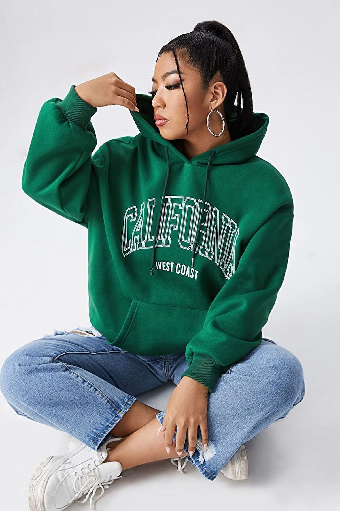 California Baskılı Oversize Sweatshirt