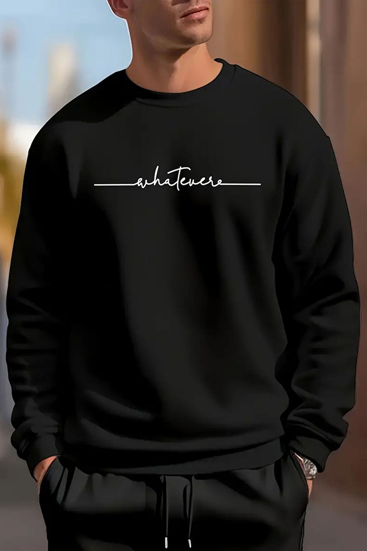 Uyguntarz Whatever Baskılı Oversize Sweatshirt