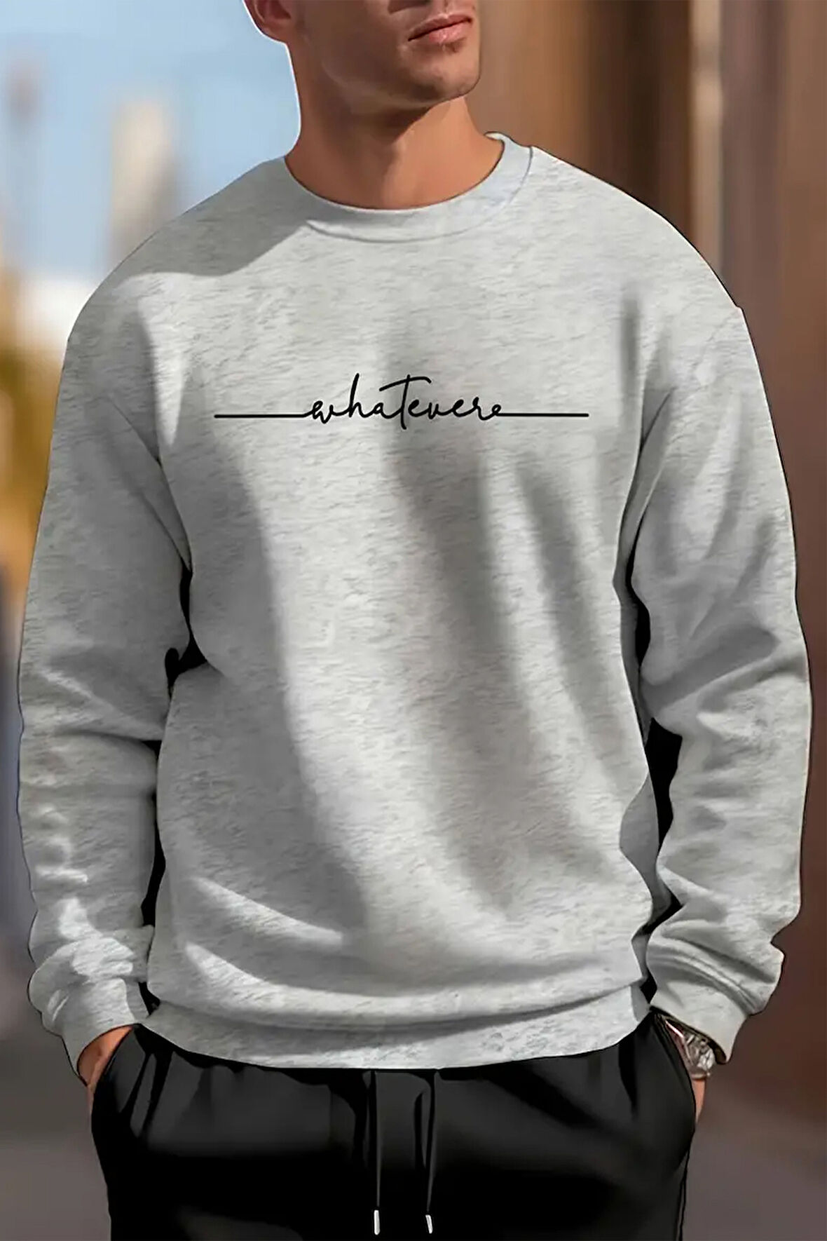 Uyguntarz Whatever Baskılı Oversize Sweatshirt