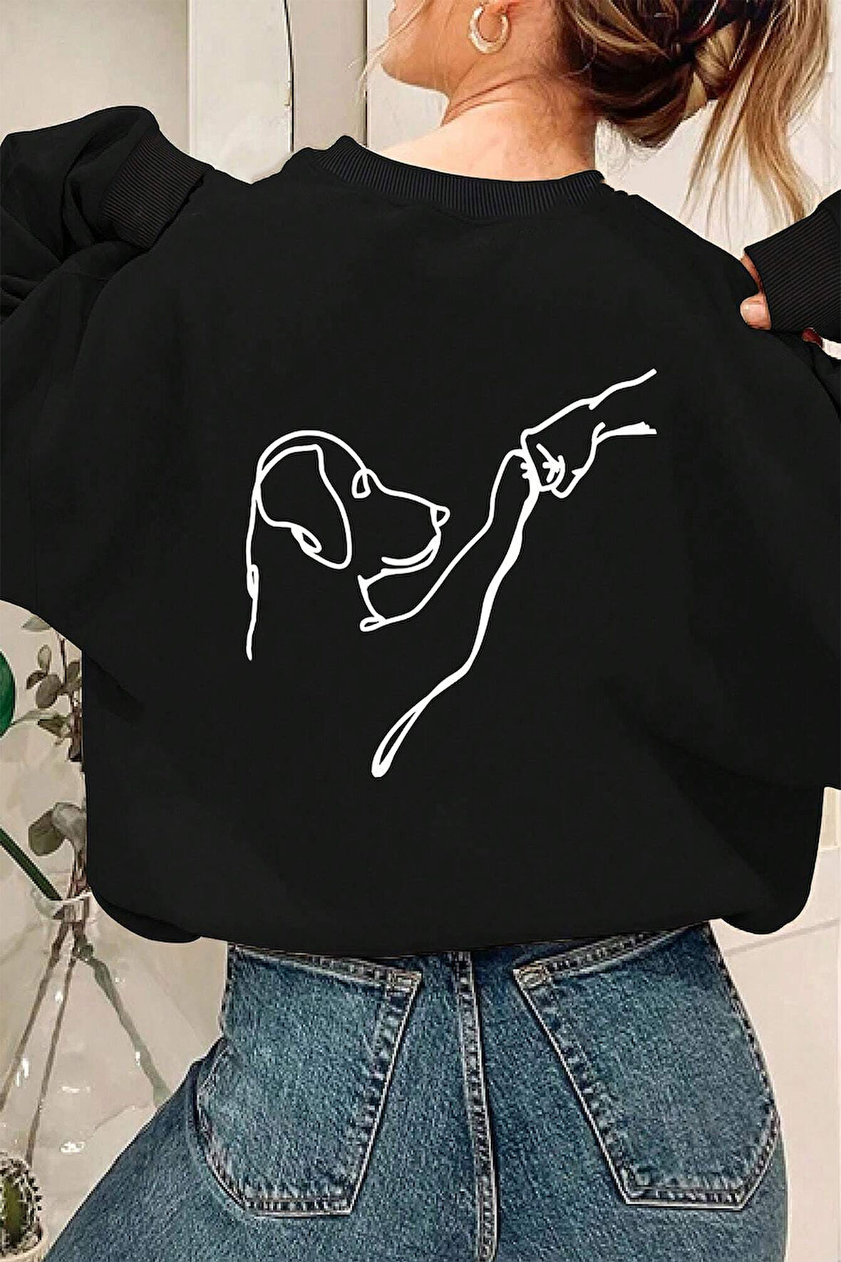 Uyguntarz Can Dostum Baskılı Oversize Sweatshirt