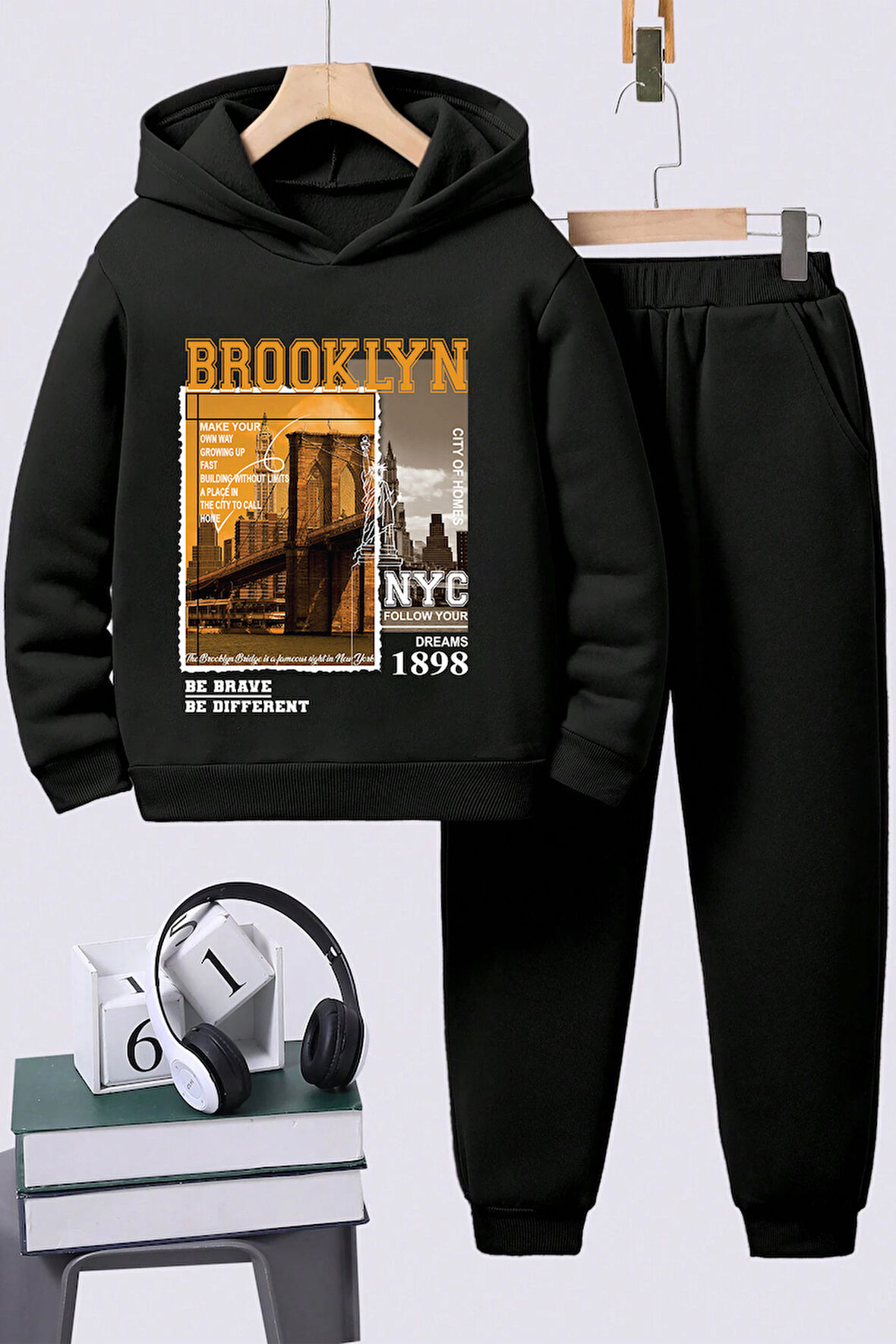 Uyguntarz Brooklyn Baskılı Erkek Çocuk  - Kız Rahat Eşofman Takımı