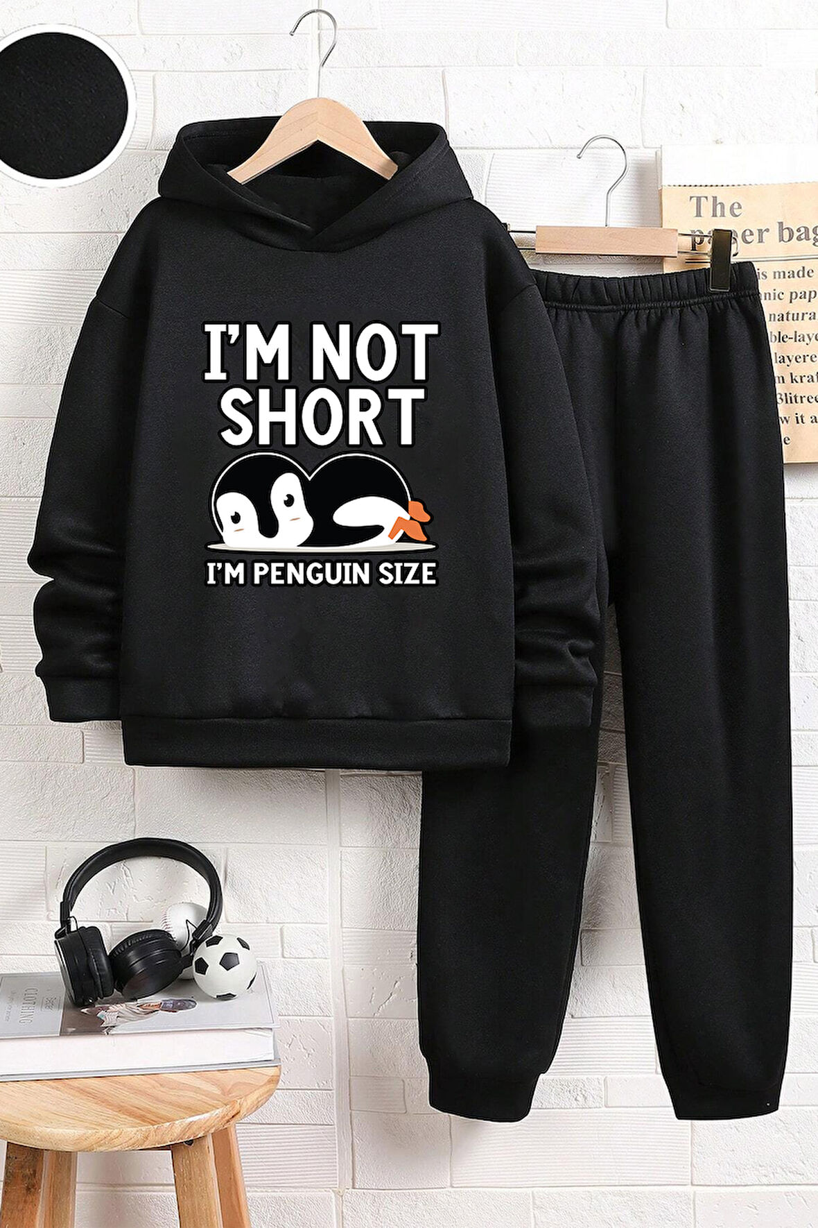 Uyguntarz Penguen Baskılı Erkek Çocuk  - Kız Rahat Eşofman Takımı
