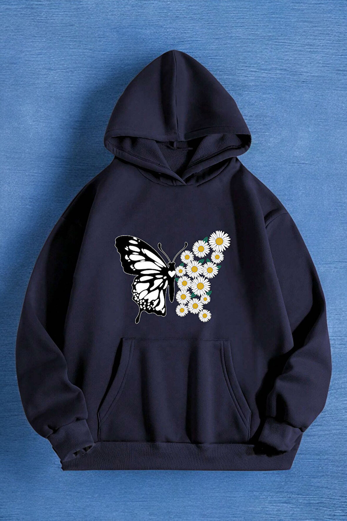 Uyguntarz Papatya Kelebek Baskılı Oversize Sweatshirt