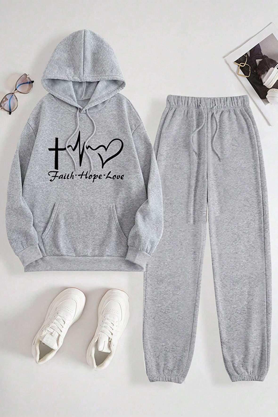 Uyguntarz Nabız Kalp Baskılı Eşofman Takımı