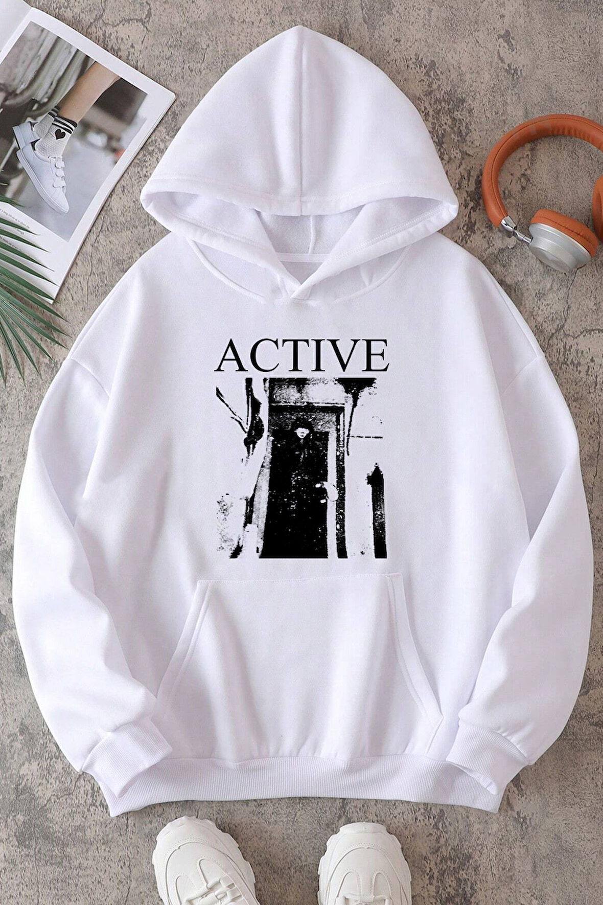Uyguntarz Active Baskılı Oversize Sweatshirt
