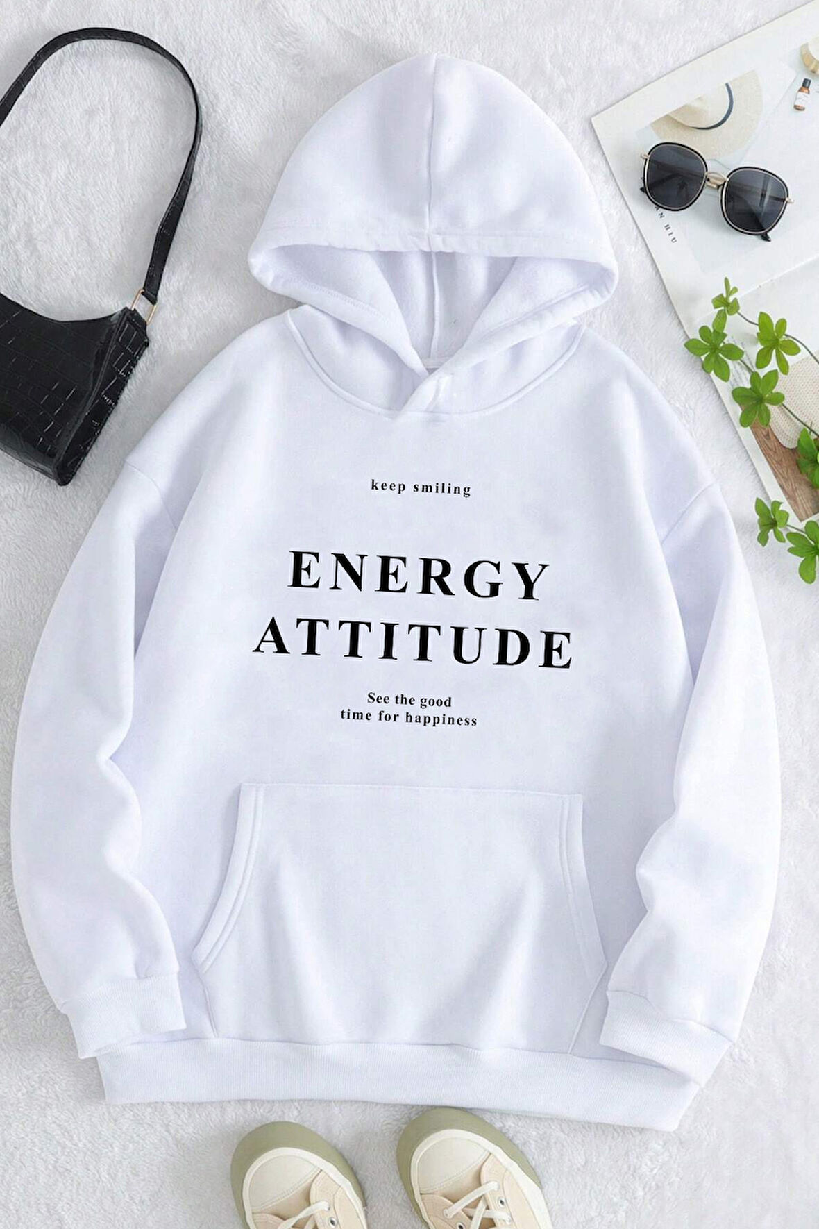 Energy Baskılı Oversize Sweatshirt