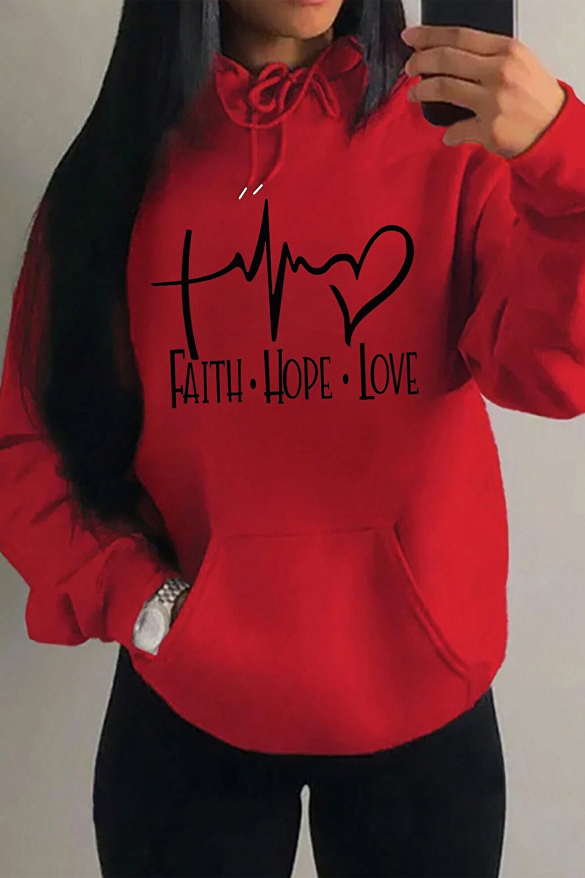 Faith Hope Love Baskılı Oversize Sweatshirt