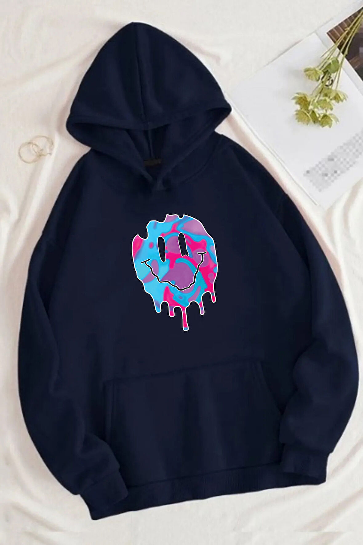 Uyguntarz Smile Emoji Baskılı Oversize Sweatshirt